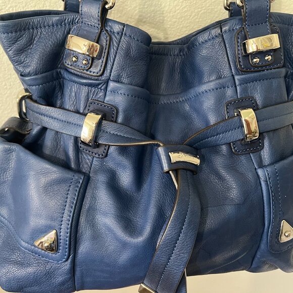 b. makowsky RARE Blue Leather Handbag - Picture 2 of 16